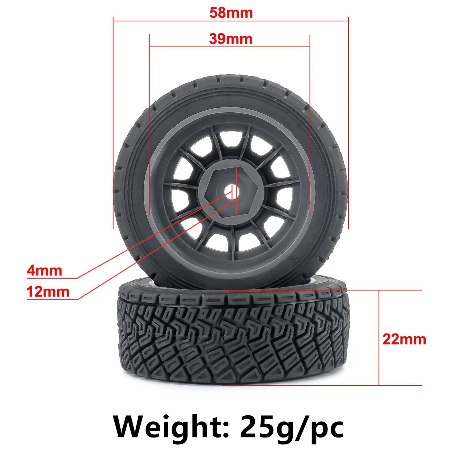 4Pcs 1/14 RC WRC Rally Tires w - Tamiya Model Rc Car recension och pris