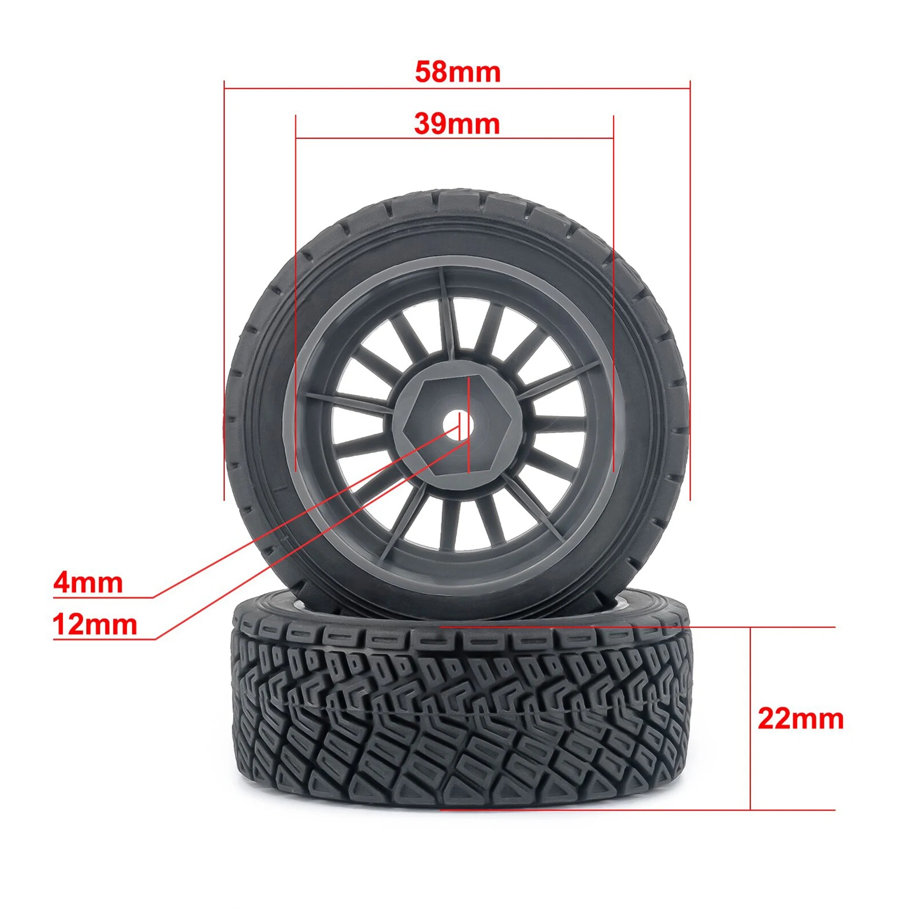 4Pcs 1/14 RC WRC Rally Tires w - Tamiya Model Rc Car recension och pris