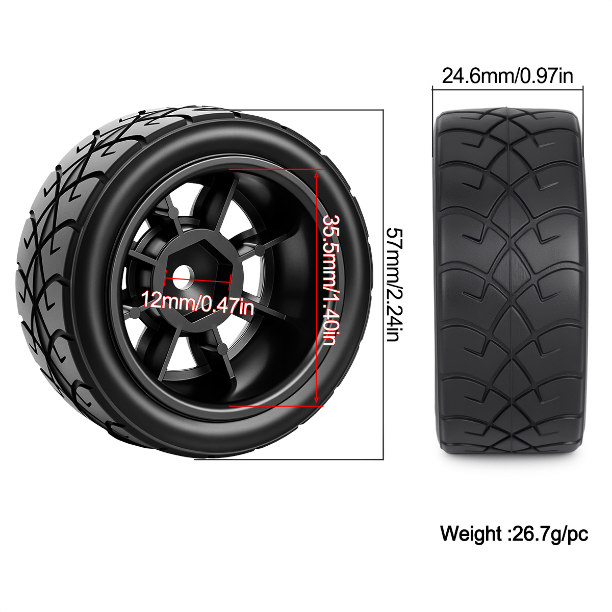4Pcs 12mm Hex Rubber Racing Ti - Tamiya Model Rc Car recension och pris