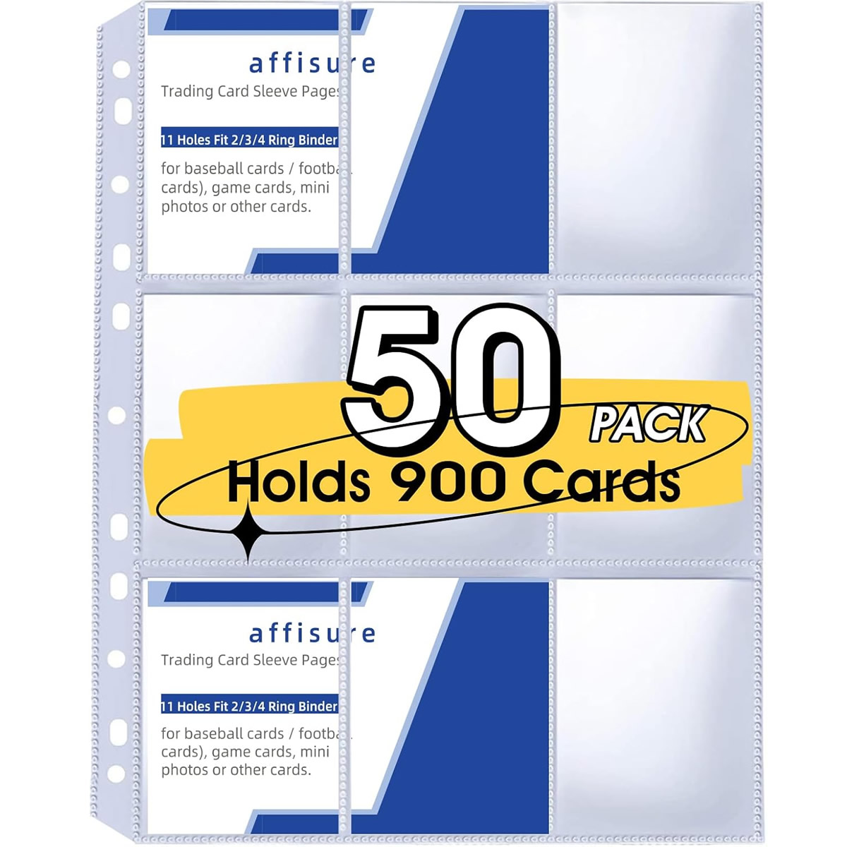 50 Pack 9 Pocket Card Sleeves  - Trading Card Binder recension och pris